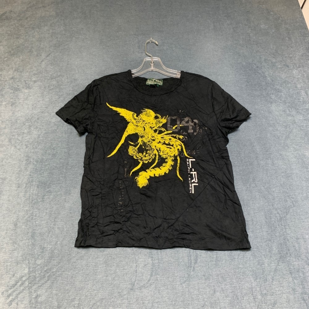 Lauren Ralph Lauren T Shirt Mens Large Black Dragon Graphic Print Short Sleeve